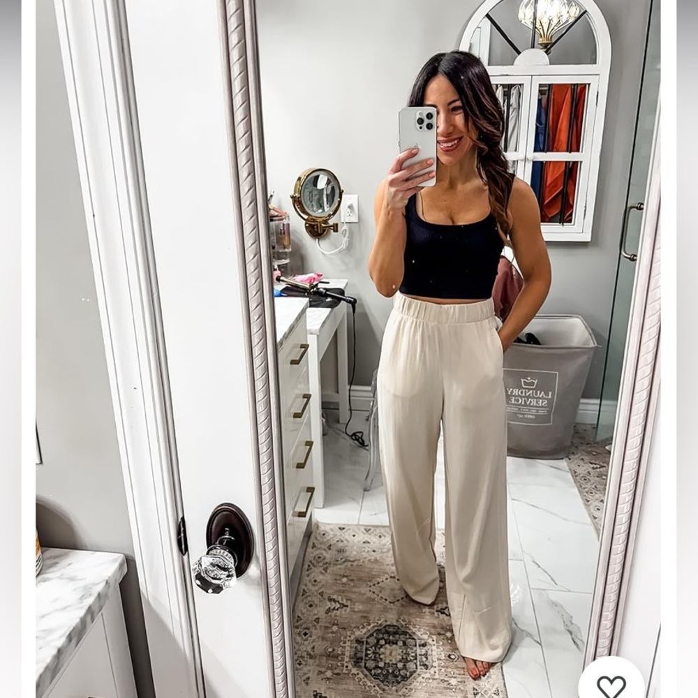 Elegant Cream Wide Leg Pants